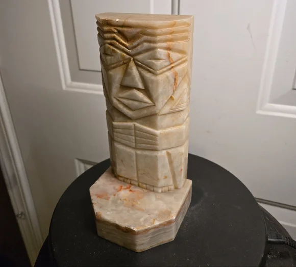 Carved Stone Sculpture Book End - Cream and Brown - Picture 4 of 10